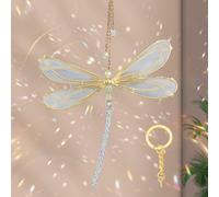 Suncatcher Fensterdeko Cristales SonnenfäNger Fenster Prisma Kristall Deko Rainbow Glas Cristales para colgar el sol Garten(Metal Libélula),con 1 llavero