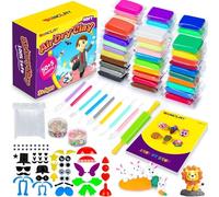 SUNCLAY Arcilla Polimerica Secado al Aire - 55 Colores con 80 Páginas Tutorial 9 Herramientas Plastilina 5 Accesorios, Pasta Modelar para Niños Niñas 3 4 5 6 7 8-12 Años