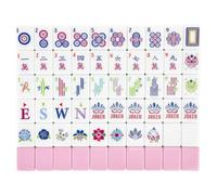 Suncle American Mahjong Tile Set, 166 azulejos de melamina blanca y rosa, juego de Mahjong con estuche de viaje portátil