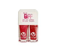 Suncoat Girl Duo Best Friend Forever - Esmalte de agua para niños (12 gratis), color rosa y rojo con lentejuelas doradas, 1 unidad