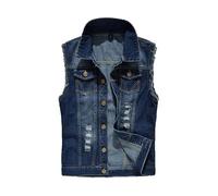 Suncolour Chaleco de jeans de mezclilla retro retro casual de hombres, vaquero de mezclilla sin mangas de vaquero.