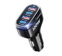 SUNDAREE Cargador Coche Carga Rapida,120W Multiple 4 Puertos 12V~24V PD QC Tipo USB C Mechero Movil Enchufe Encendedor Adaptador para Samsung A56 A17/Redmi Note 14/iPhone 17/iPad/Galaxy Tab/Macbook