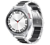 SUNDAREE Compatible con Correa Samsung Galaxy Watch 7 FE 6 5 4 44MM 40MM/6 4 Classic 47MM 43MM 43MM 42MM/5 Pro 45MM LTE,20MM Negro+Plata Hombre Metal Metalico Acero Inoxidable Pulseras Repuesto Band