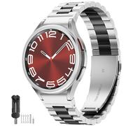 Sundaree compatible con Samsung Galaxy Watch 6 4 Classic 47MM 46MM 43MM 42MM/Watch 5 Pro 45MM/6 5 4 44mm 40MM LTE,Plata Negro Hombre Mujer No Gap Acero Inoxidable Metal Conectado Reloj Banda