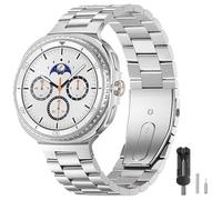 SUNDAREE Correa Compatible con Samsung Galaxy Watch 8 Classic 46MM/44MM 40MM LTE(2025),No Gap Hombre Mujer Metálica Acero Reloj Smartwatch Band Pulseras para Galaxy 8 SM-L500/SM-L330/SM-L320,Plata