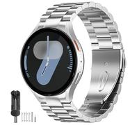 SUNDAREE No Gap Correa Compatible con Samsung Galaxy Watch 7 44MM 40MM/6 Classic 47MM/5 Pro 45MM,Hombre Metálica Acero Reloj Pulsera Smartwatch Band Brazalete para Galaxy FE/6/5/4 46MM 43MM 42MM,Plata