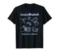 Sunday Brunch Sipping Coffee Spilling Tea Cute Food Drawings Camiseta