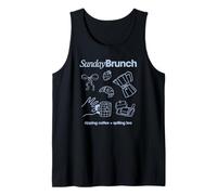 Sunday Brunch Sipping Coffee Spilling Tea Cute Food Drawings Camiseta sin Mangas