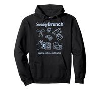 Sunday Brunch Sipping Coffee Spilling Tea Cute Food Drawings Sudadera con Capucha