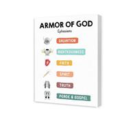 Sunday School Lesson Poster, Armor of God Wall Art for Boys Class, Teaching Tool for Ephesians, Bravery and Spiritual Warfare (Framed,16x24inch(40x60cm))