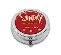 Sunday We Do Nothing Word with Sleepy Face Cute Childish Artsy Custom Round SilverBox Pocket 2.1" - 3 Compartimentos Box/Pastillero Bolsillo
