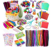 Sundaymot Caja Manualidades Niños, DIY Art Supplies Kit de Manualidades con Pipe Cleaners, Pompoms, Wiggle Eyes y Craft Sticks Colores, Creativo Regalo Kit Manualidades Juego para Niñas 3+ Años