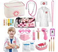 Sundaymot Maletin Medicos Juguete para Niños, 32 Piezas Dentista Enfermera Doctora Disfraz Kit con Estetoscopio Accesorios, Doctora Juegos de Imitacion Regalos para Niña Niños 3+ Años