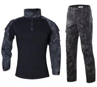 SUNDAYYO Uniforme militar para hombre, traje táctico, camiseta y pantalones, traje de camuflaje para airsoft, camisa del ejército alemán, suéter de manga larga con cremallera 1/4, camuflaje, ropa de