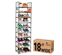 Sundaze Zapatero alto de 10 niveles para armario, organizador de zapatos apilable resistente para armario, dormitorio, entrada, garaje, estante de tela no tejida, negro, capacidad para 20-30 pares