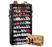 Sundaze Zapatero con tapa, zapatero de 10 niveles para entrada de puerta delantera, organizador de zapatos alto resistente para dormitorio, armario, garaje, estante de tela no tejida, negro, capacidad
