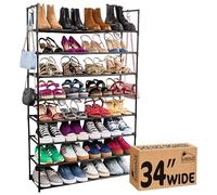 Sundaze Zapatero - Zapatero de 8 niveles para entrada de puerta delantera, organizador de zapatos alto resistente para armario, dormitorio, entrada, garaje, estante de tela no tejida, negro, capacidad