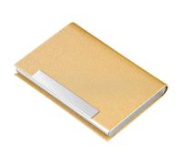 sundee Tarjetero profesional de metal de cuero para mujeres y hombres, delgado para tarjetas de crédito con magnético, portátil y elegante cartera para redes sociales, 24023 Jg-oro, Minimalista