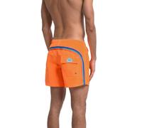 SUNDEK Bañador para hombre, naranja, pantalones cortos con cordón, rayas multicolor en el lateral, naranja., XL