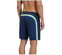 SUNDEK Traje de baño para hombre, azul marino, pantalones cortos con cordón, rayas laterales multicolor, azul navy, XL