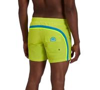 SUNDEK Traje de baño para hombre, color verde lima, con cordón y bolsillos, estilo retro con rayas, verde lima, S