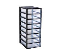 Sundis 4285001 MM 8T Noir Orgamix Torre Cajonera de Ordenación con 8, Transparente/Negro, A4 / 8 cajones