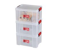 SUNDIS Clip'N Store, 3 cajas almacenaje con tapa, 17L, reforzados