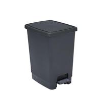 SUNDIS Flat Bin, cubo de basura con pedal, 30 L de capacidad, rectangular, plástico reciclado, con asas para colgar y esconder la bolsa, negro y antracita, para cocina, oficina, lavadero, garaje