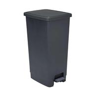 SUNDIS Flat Bin, cubo de basura con pedal, 40 L de capacidad, rectangular, plástico reciclado, con asas para colgar y esconder la bolsa, negro y antracita, para cocina, oficina, lavadero, garaje