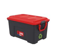 SUNDIS Locker, caja almacenaje plastico con tapa, ruedas, 100L, apilable