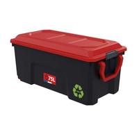 SUNDIS Locker, caja almacenaje plastico con tapa, ruedas, 75L, apilable