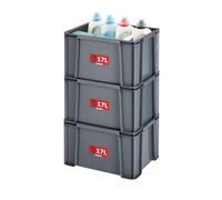 Sundis lote de 3 MASTER BOX, 17L, Modular y apilable, Gris antracita | Paredes rectas, apilable y combinable, ideal para el taller, el transporte, el garaje y el bricolaje