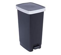 Sundis Ring Bin, Cubo de Basura con Pedal, 40 L de Capacidad, Cierre silencioso, plástico Reciclado, con Asas para Colgar y esconder la Bolsa, Negro y Metal, para Cocina, Oficina, lavadero, Garaje