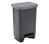 Sundis Step Bin, Cubo de Basura con Pedal, 50 L de Capacidad, Rectangular, plástico Reciclado, Negro y Antracita, para Cocina, Oficina, lavadero, Garaje, Taller, baño