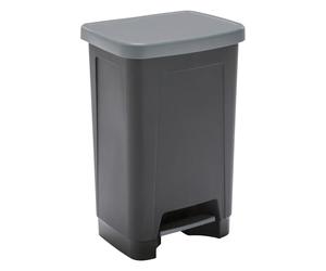 Sundis Step Bin, Cubo de Basura con Pedal, 50 L de Capacidad, Rectangular, plástico Reciclado, Negro y Antracita, para Cocina, Oficina, lavadero, Garaje, Taller, baño