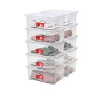 SUNDIS View Box, 10 cajas almacenaje con tapa, 5L, apilables | Plastico transparente, ideales para cosméticos, joyas, bolígrafos, rotuladores, costura, abalorios