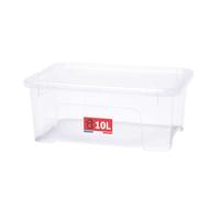 SUNDIS View Box, caja almacenaje con tapa, 10l de capacidad, plastico transparente, apilable, ideal para objetos pequeños del hogar y la oficina