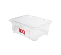 SUNDIS View Box, caja almacenaje con tapa, 17l de capacidad, plastico transparente, apilable, ideal para guardar armarios, la oficina, el lavadero o el cuarto de baño