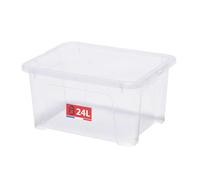SUNDIS View Box, caja almacenaje con tapa, 24l de capacidad, plastico transparente, apilable, ideal para guardar armarios, la oficina, el lavadero o el cuarto de baño