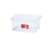 SUNDIS View Box, caja almacenaje con tapa, 2l de capacidad, plastico transparente, apilable, ideal para cosméticos, joyas, bolígrafos, rotuladores, costura, abalorios