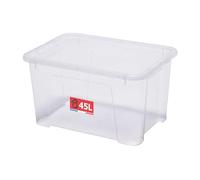 SUNDIS View Box, caja almacenaje con tapa, 45l de capacidad, plastico transparente, apilable, ideal para guardar juguetes, ropa y documentos