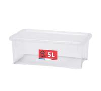 SUNDIS View Box, caja almacenaje con tapa, 5l de capacidad, plastico transparente, apilable, ideal para cosméticos, joyas, bolígrafos, rotuladores, costura, abalorios