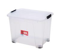 Sundis View Box, caja almacenaje con tapa, 60l de capacidad, plastico transparente, apilable, polivalente e ideal para guardar juguetes, ropa y documentos