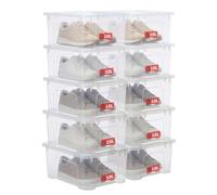 SUNDIS View Box, lote 10 cajas almacenaje plastico con tapa, 10l de capacidad, transparentes, apilables y combinables, ideales para objetos pequeños del hogar y la oficina