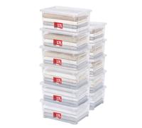 SUNDIS View Box, lote 11 cajas almacenaje plastico con tapa, 17l de capacidad, transparentes, apilables y combinables, ideales para guardar armarios, la oficina, el lavadero o el cuarto de baño