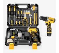 Sundpey Caja Herramientas 166 Piezas con Taladro Atornillador Inalámbrico 12V, Juego Herramientas Eléctricas y Manuales con Batería y Cargador, Estuche Portátil para Reparaciones Hogar, Bricolaje