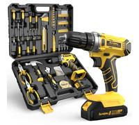Sundpey Caja Herramientas 170 Piezas con Taladro Percutor a Bateria 21V, Juego Herramientas para Reparaciones Básicas del Hogar con Taladro Eléctrico, Batería 2.0Ah, Cargador para Proyectos DIY