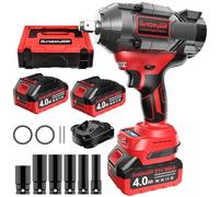 SundpeyPRO Llave de impacto inalámbrica de 1400Nm - Pistola de impacto de 1/2 pulgada con 2 baterías de 4000 mAh y 6 enchufes