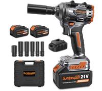 SundpeyPRO Pistola de Impacto a Batería 1000Nm, 21V Llave de Impacto sin Escobillas con 2 Baterías 4.0Ah, Destornillador de Impacto Eléctrico con 6 Enchufes y Cargador Rápido para Coche Hogar