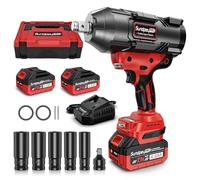 SundpeyPRO Pistola de Impacto Bateria 2100 Nm, 3/4" Llave de Impacto Brushless con 2 * 4000mAh Baterías & 5 Enchufes & Adaptador de 3/4" a 1/2", Destornillador de Impacto para Coche, Camión y Hogar